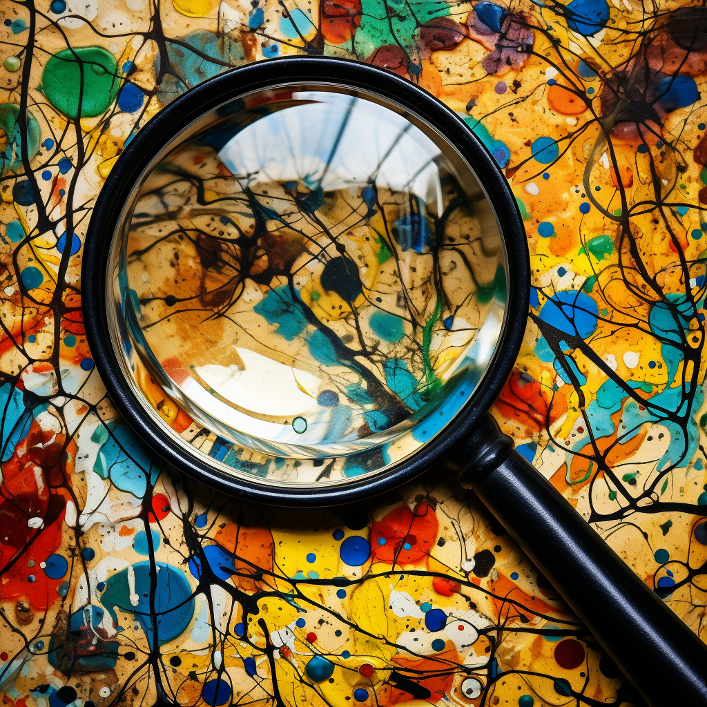 Magnifying glass on an abstract art background